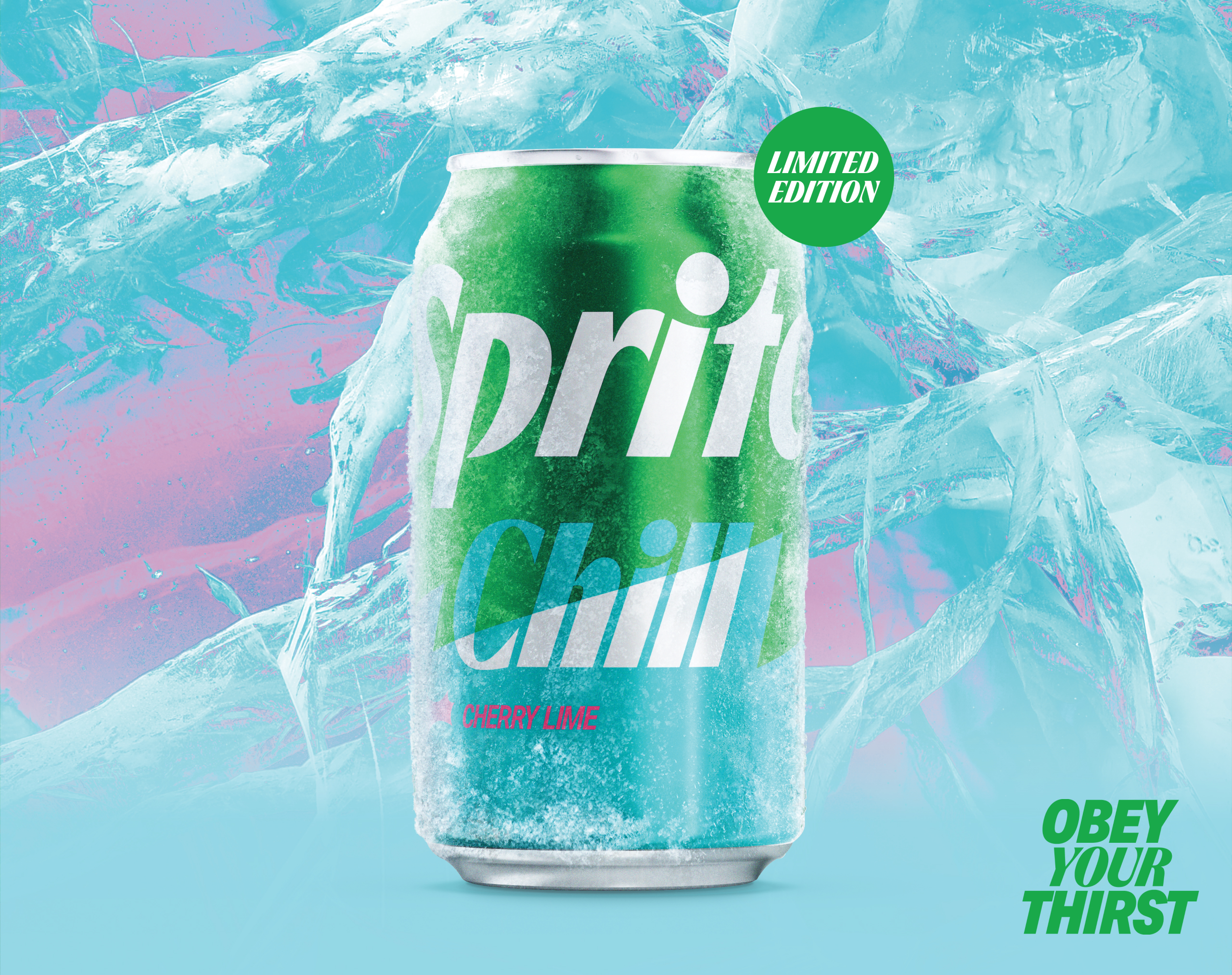 sprite chill can againts a light blue and violet background