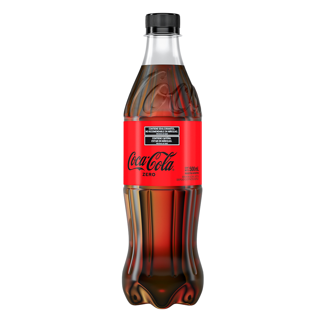 Cerca de una Coca Cola cero cero (sin cafeína) Español botella de