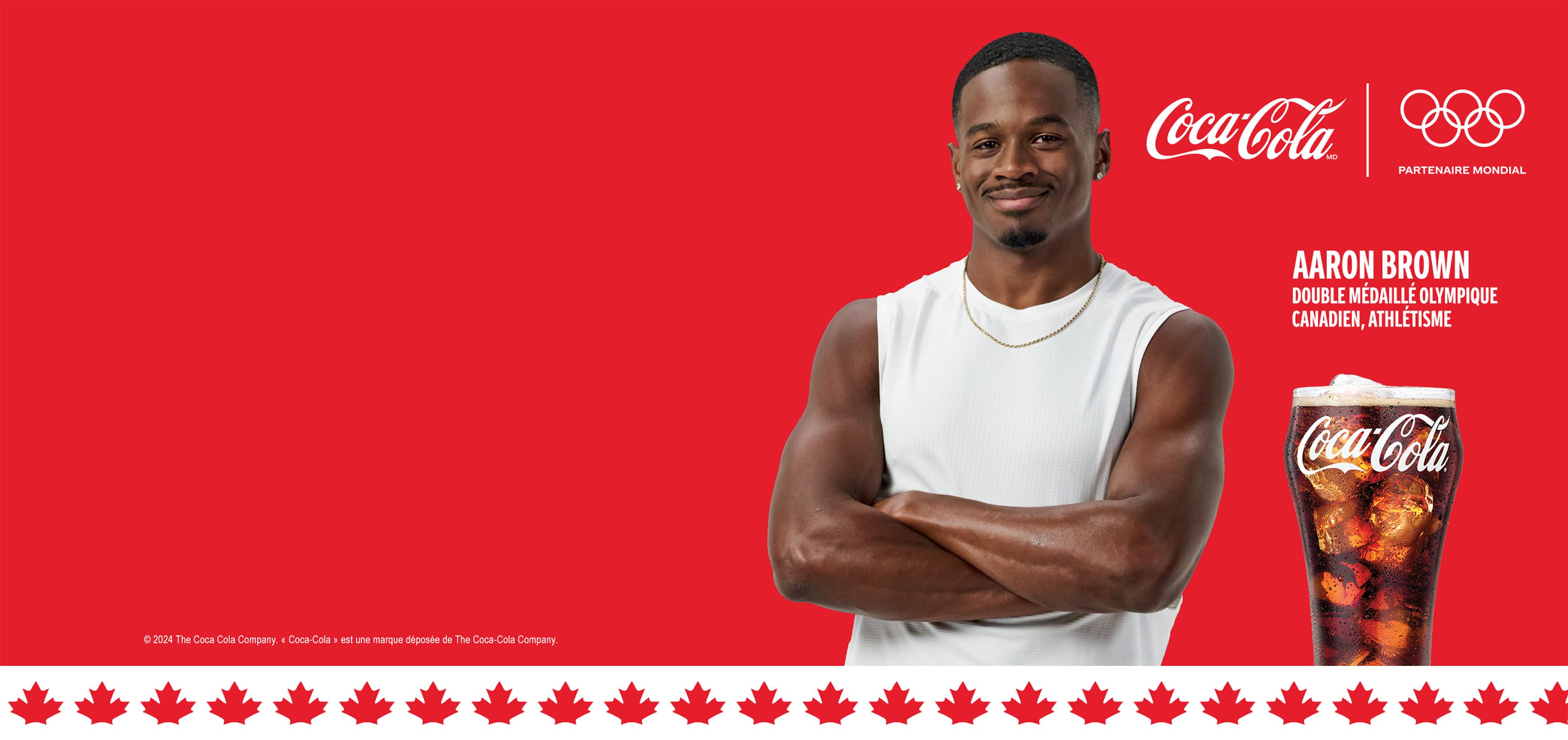 Coca-Cola + Jeux olympiques. Partenaire mondial. Aaron Brown, Double médaillé olympique canadien, athlétisme.