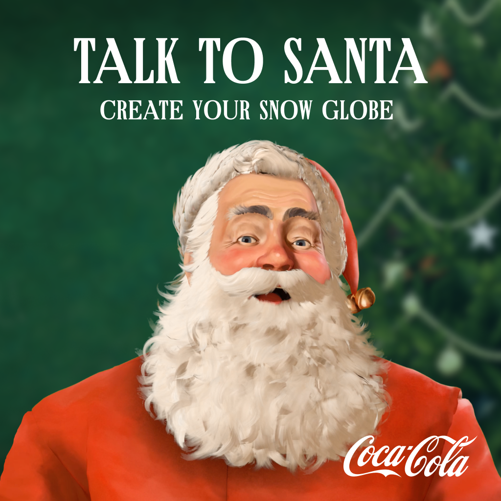 Santa Claus image with a Coca-Cola logo and the text "Talk to Santa."