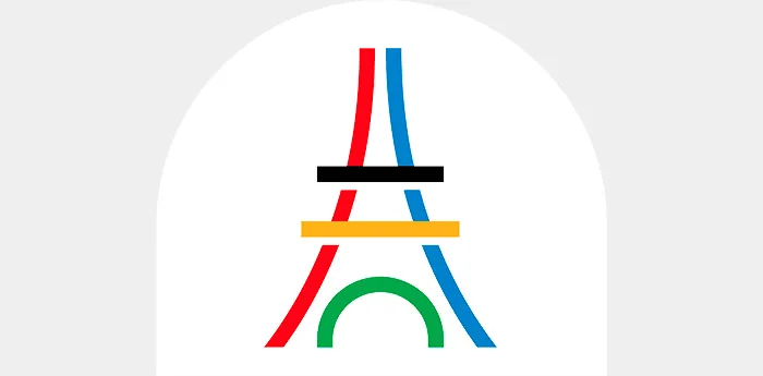 Eiffel Tower with the Olympic colours