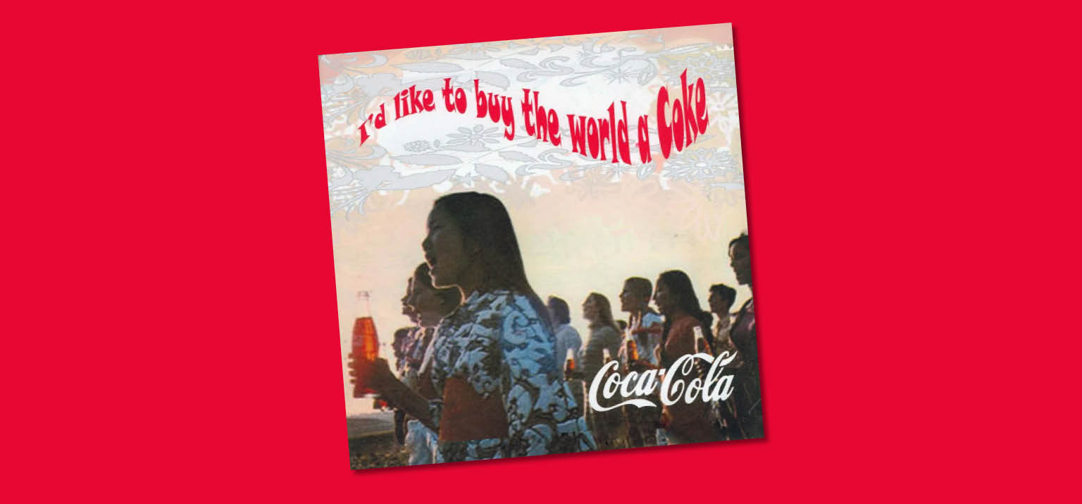 A girl holding a coke bootle and sings with a group of people. Image from the music video of the song Hilltop.