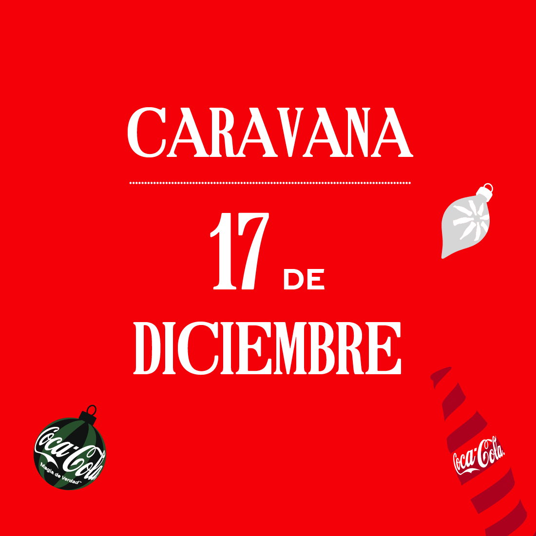 Tarjeta con fondo rojo con la inscripción Caravana 17 de Diciembre