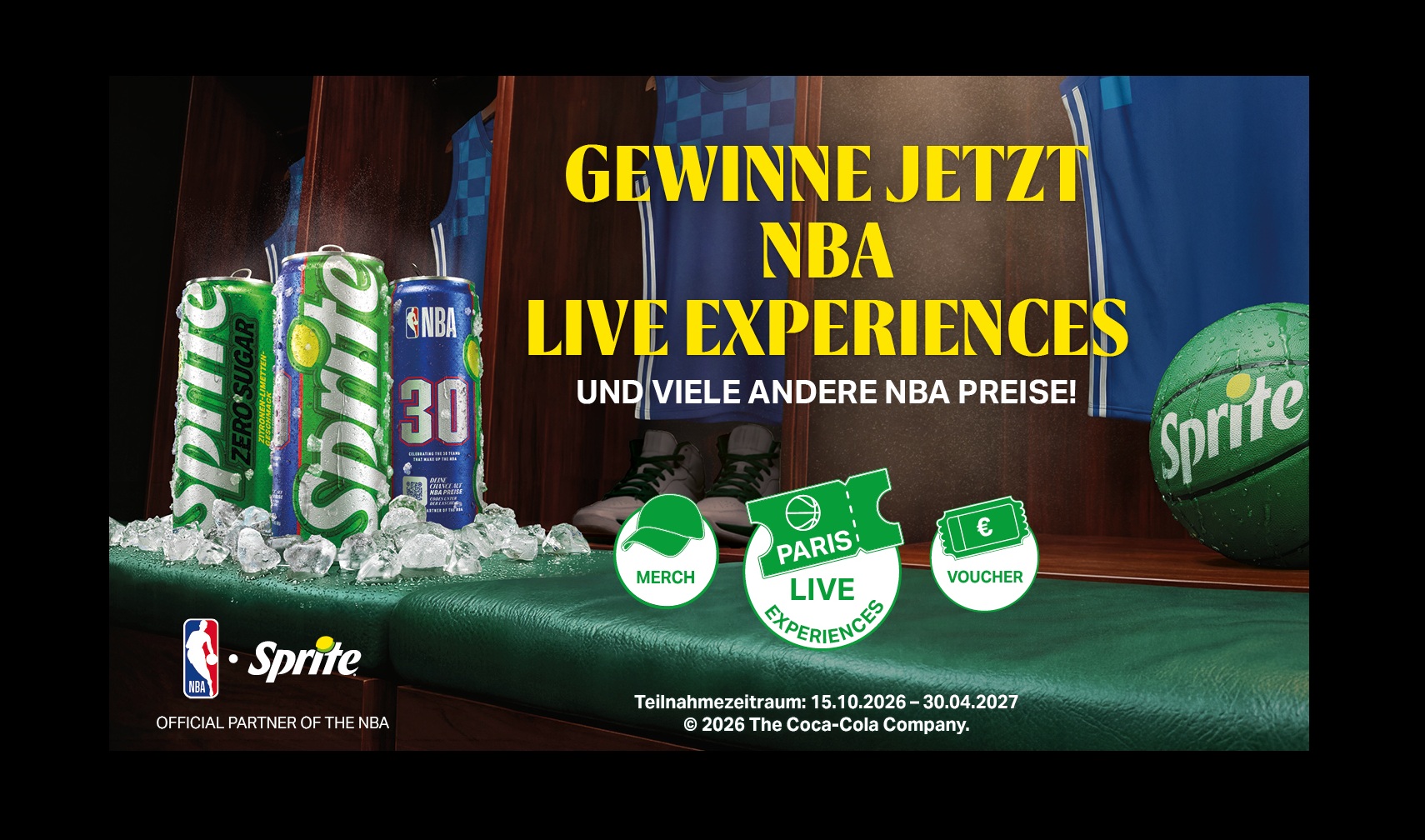 Drei Sprite-Dosen sowie ein Text, der besagt, dass man die Chance hat, Preise zu
