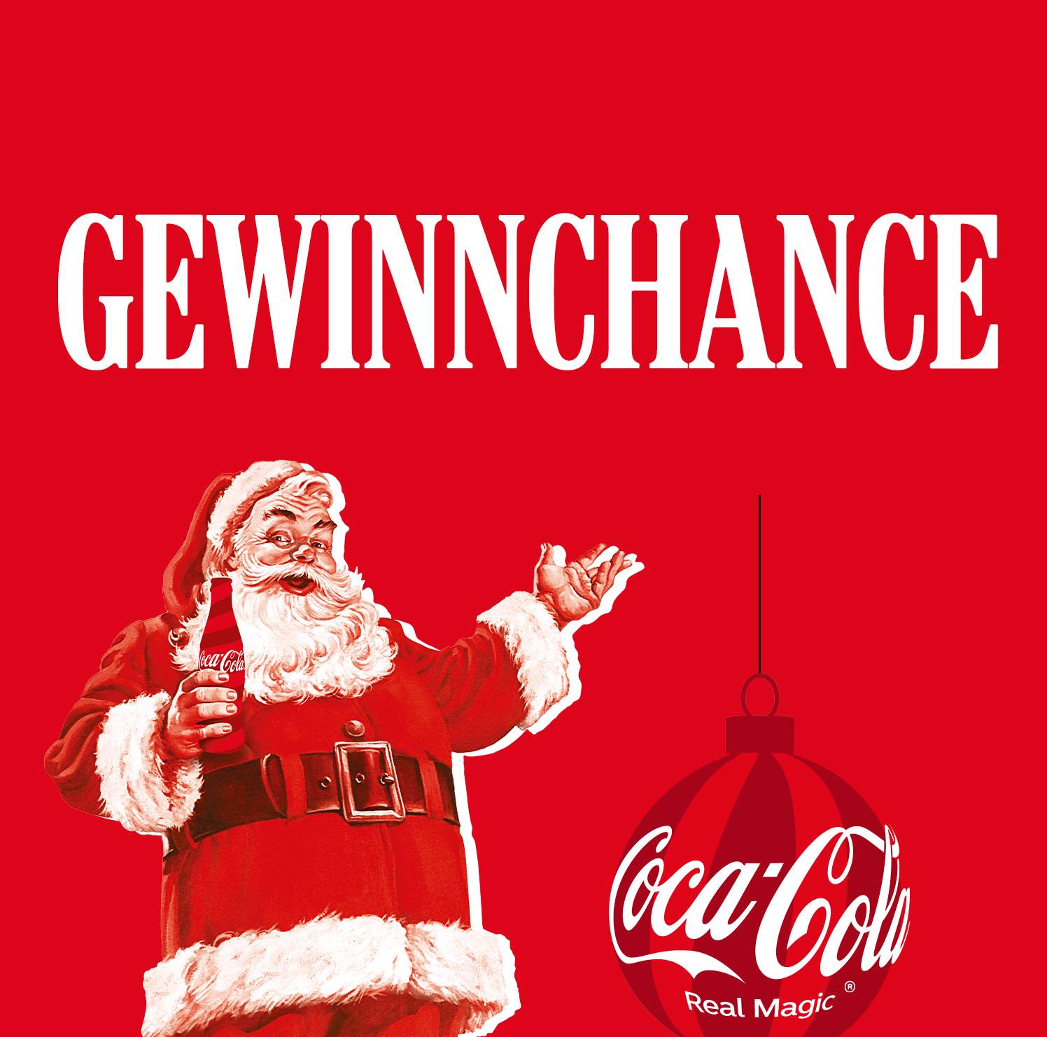 Santa Claus trinkt eine Flasche Coca-Cola