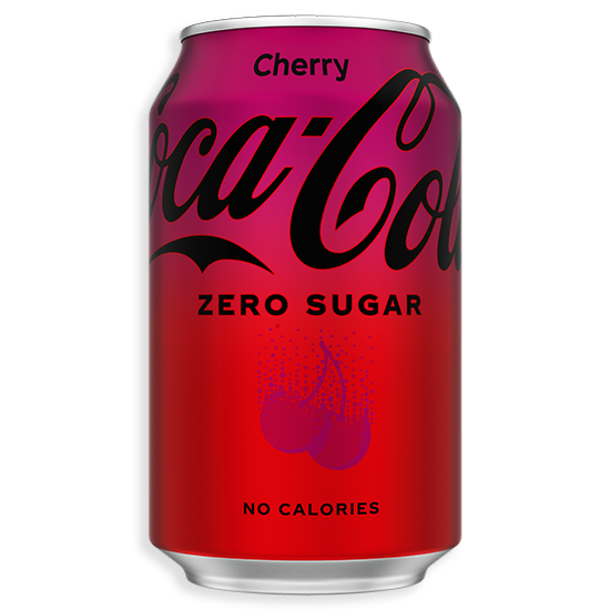 Coca-Cola Zero Sugar Cherry can on white background.