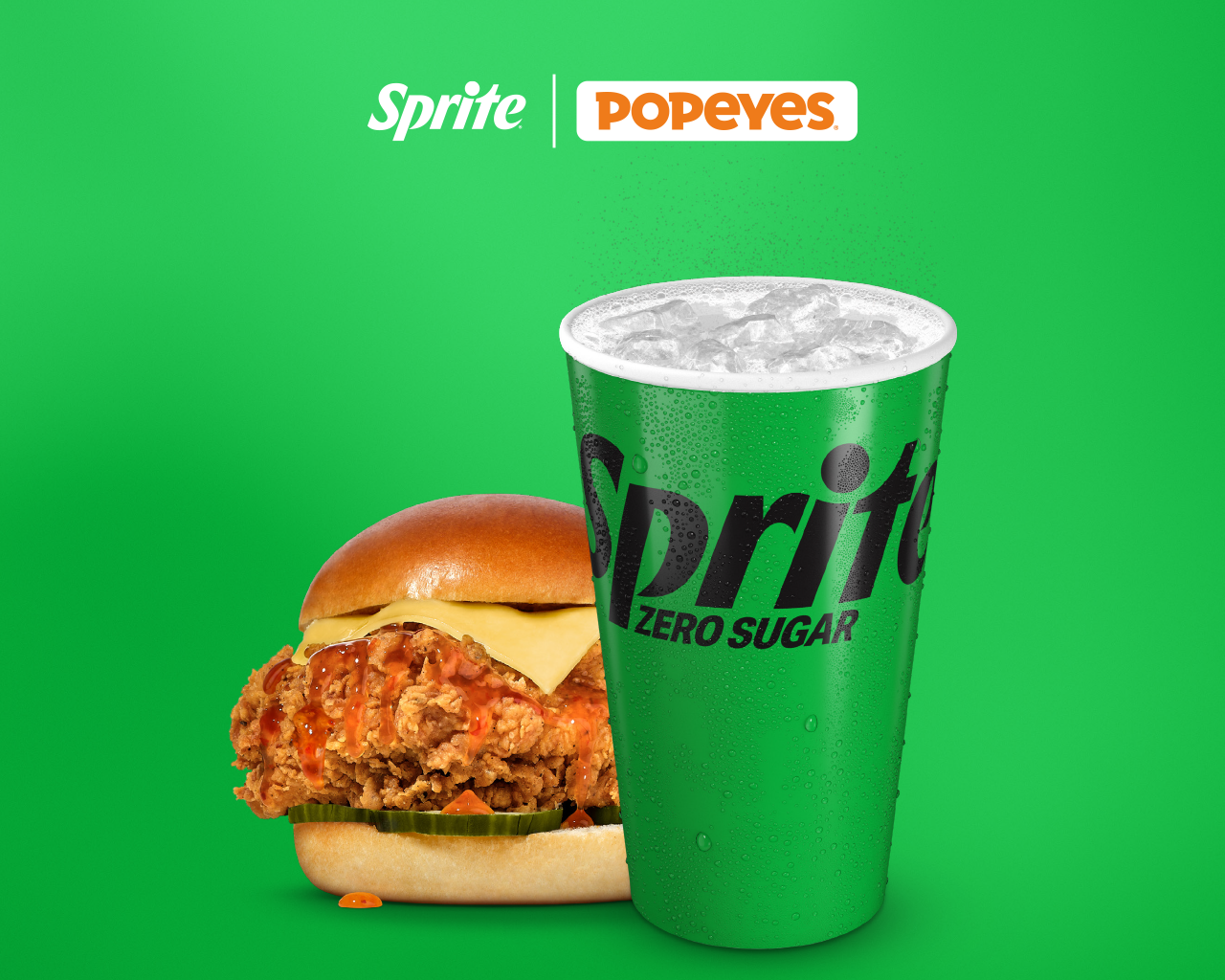 free sprite zero sugar with a popeyes hot honey spicy burger