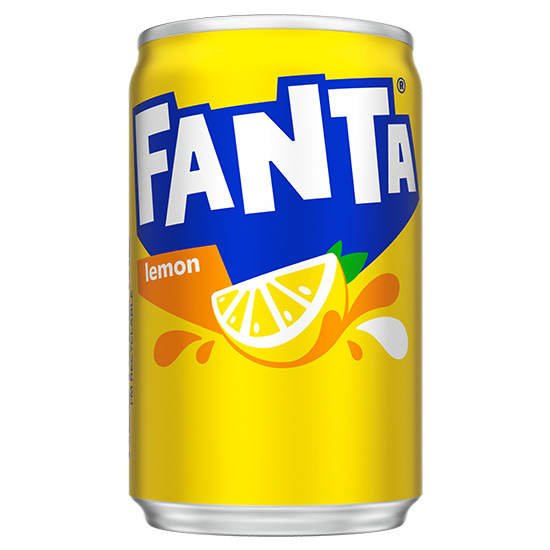 Fanta Lemon can on white background.