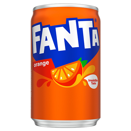 Fanta can on white background.