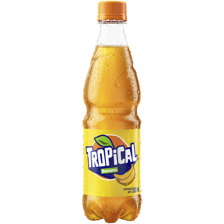 Botella de 500 ml de Tropical sabor banana en su edición limitada Tropical Pac-man