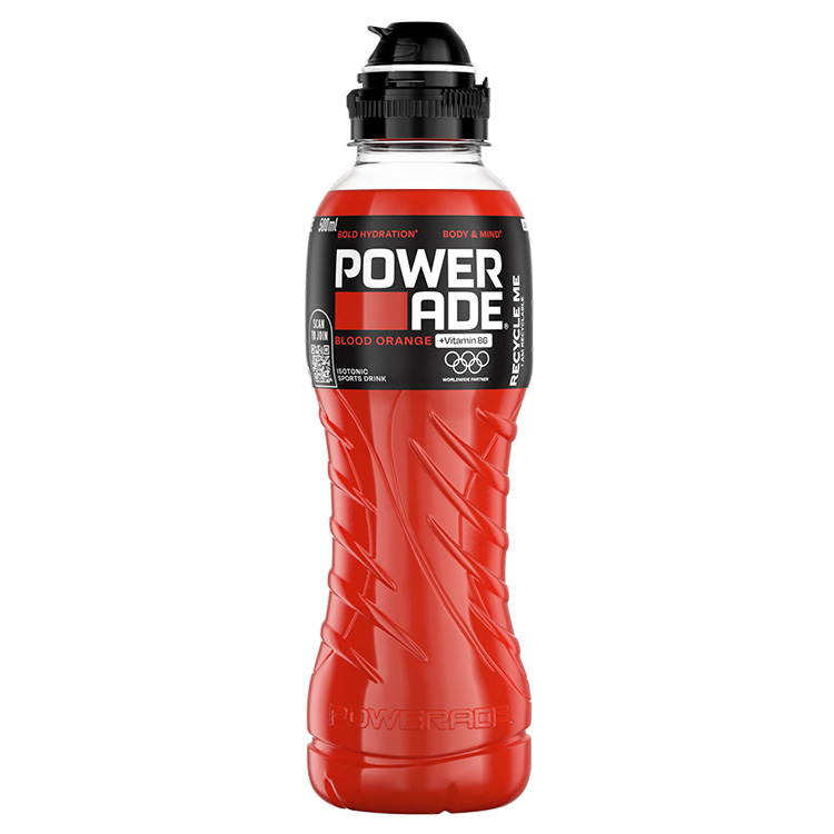 Powerade blood orange műanyag palack