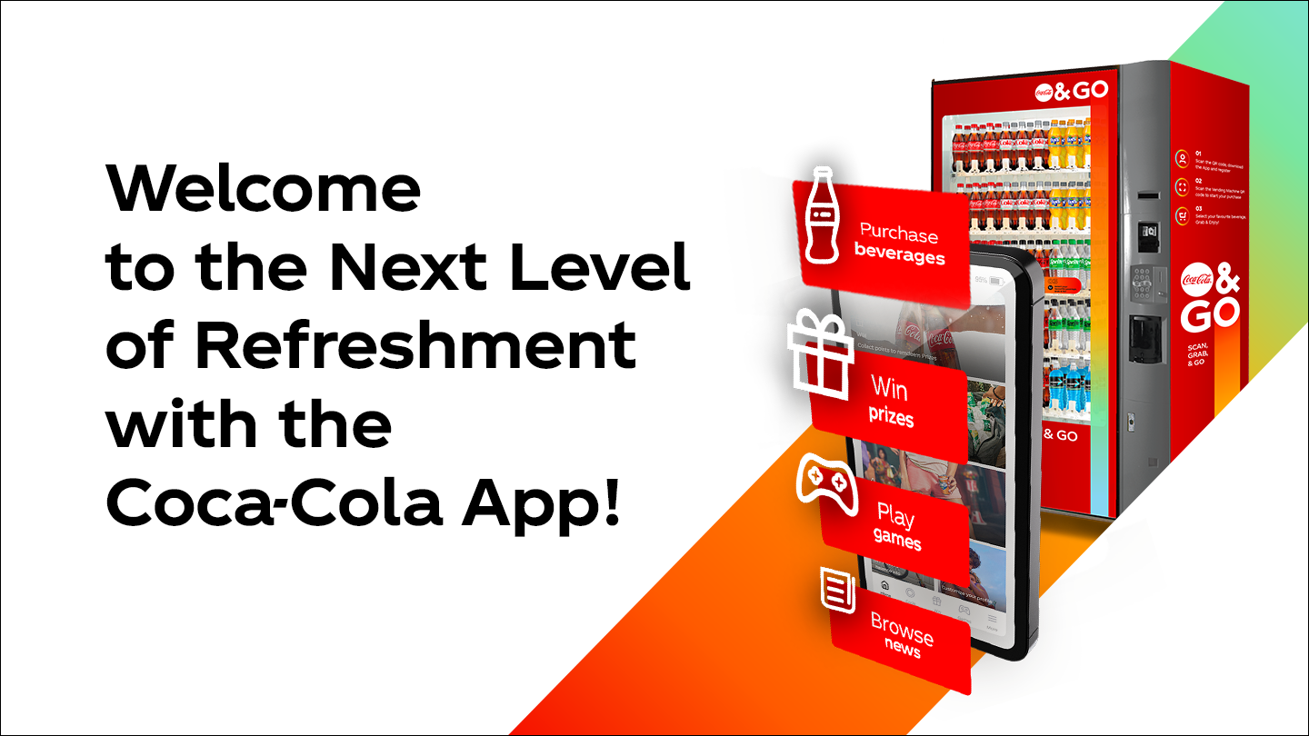 Coca-cola vending machine and App screen