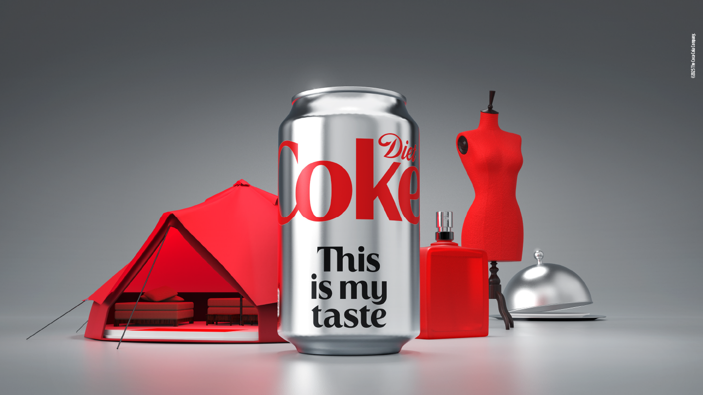 Diet Coke can on grey background