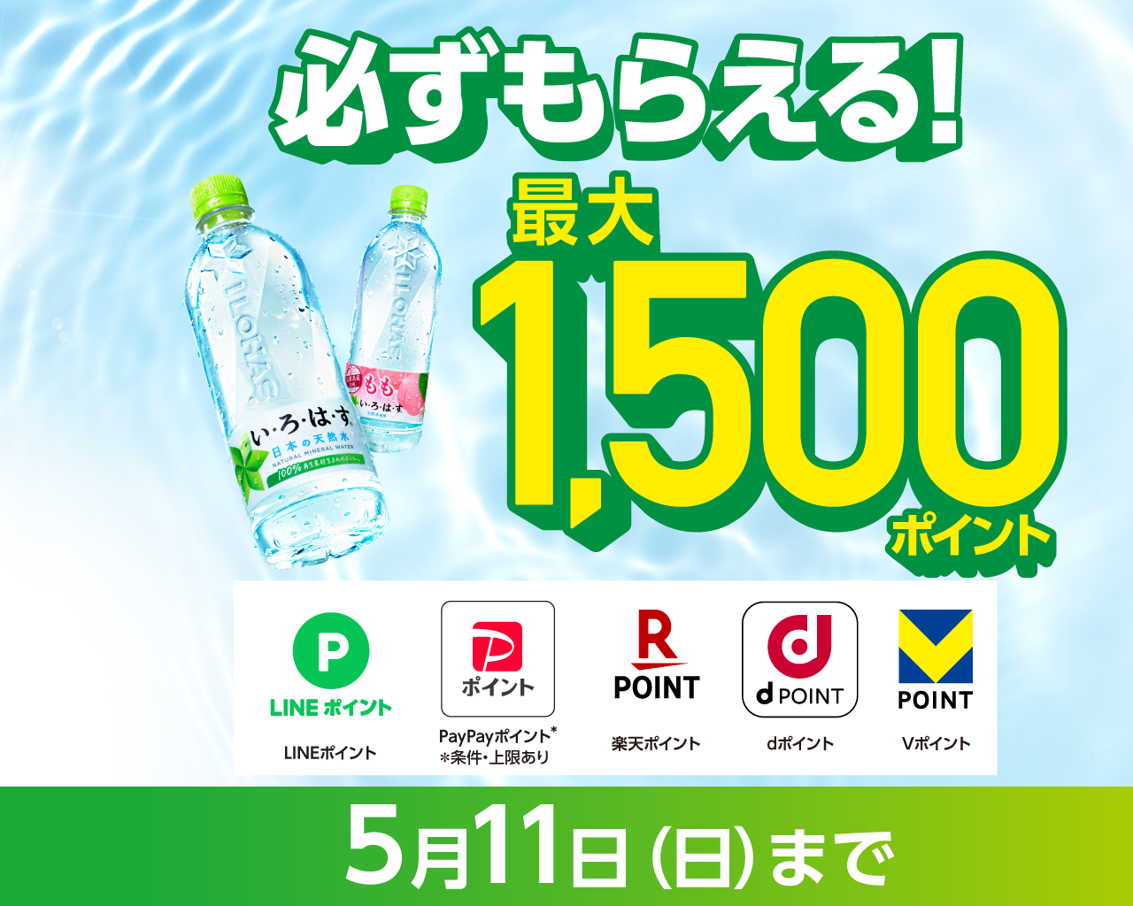 必ずもらえる！最大1,500ポイント