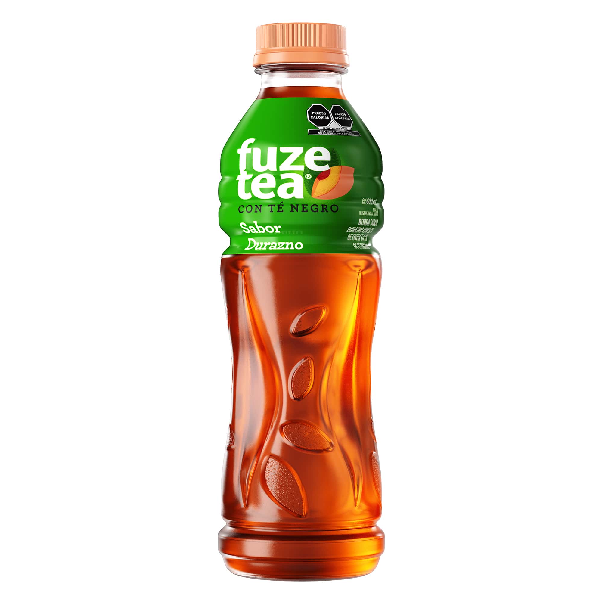 Envase de Fuze Tea sabor Durazno. Té de Frutas y Hierbas.