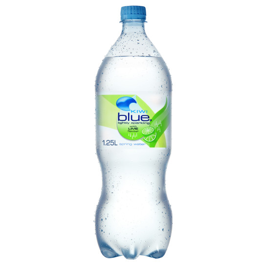 Kiwi Blue Lightly Sparkling Water Lime bottle