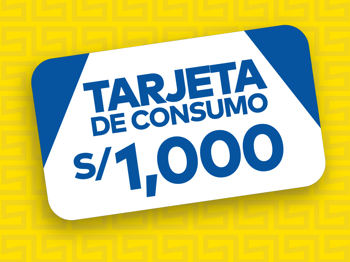 Tarjeta Edenred de consumo por mil soles sobre un fondo amarillo