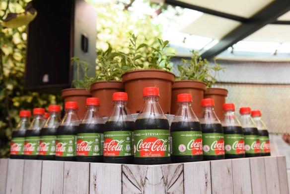 Display of Coca-Cola Stevia bottles