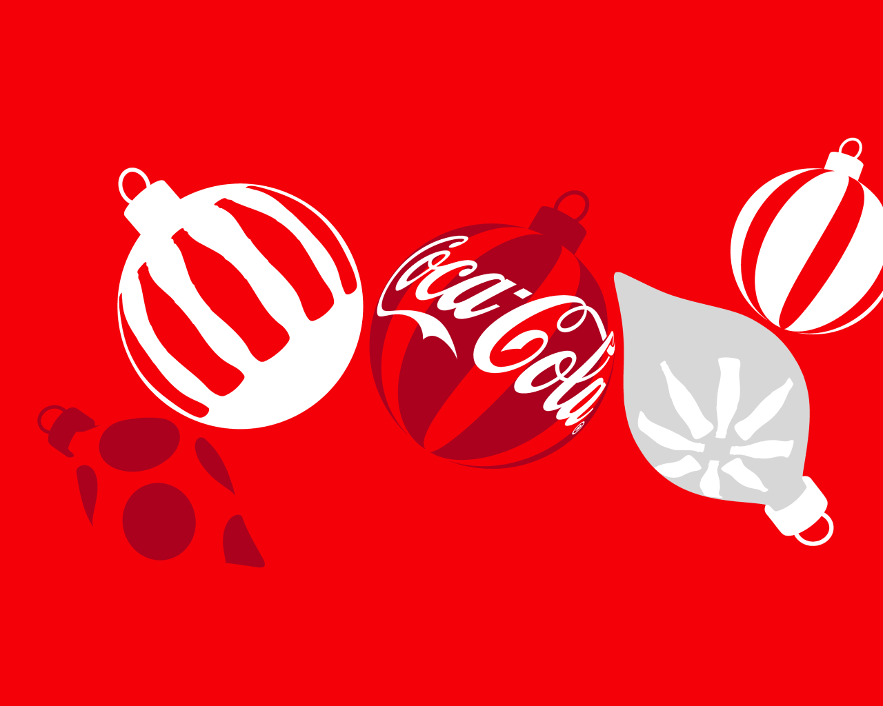 Coca-Cola red, white, and gray ornaments