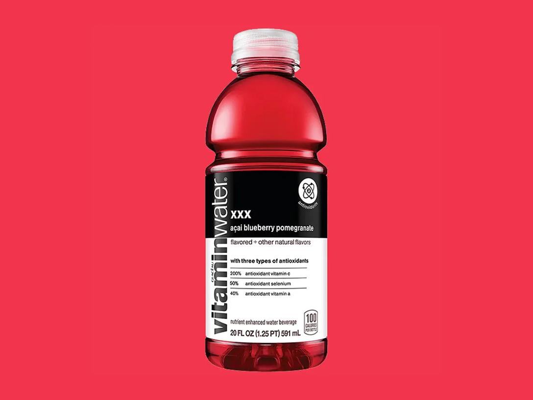 A bottle of Blueberry Açai Flavored Vitaminwater