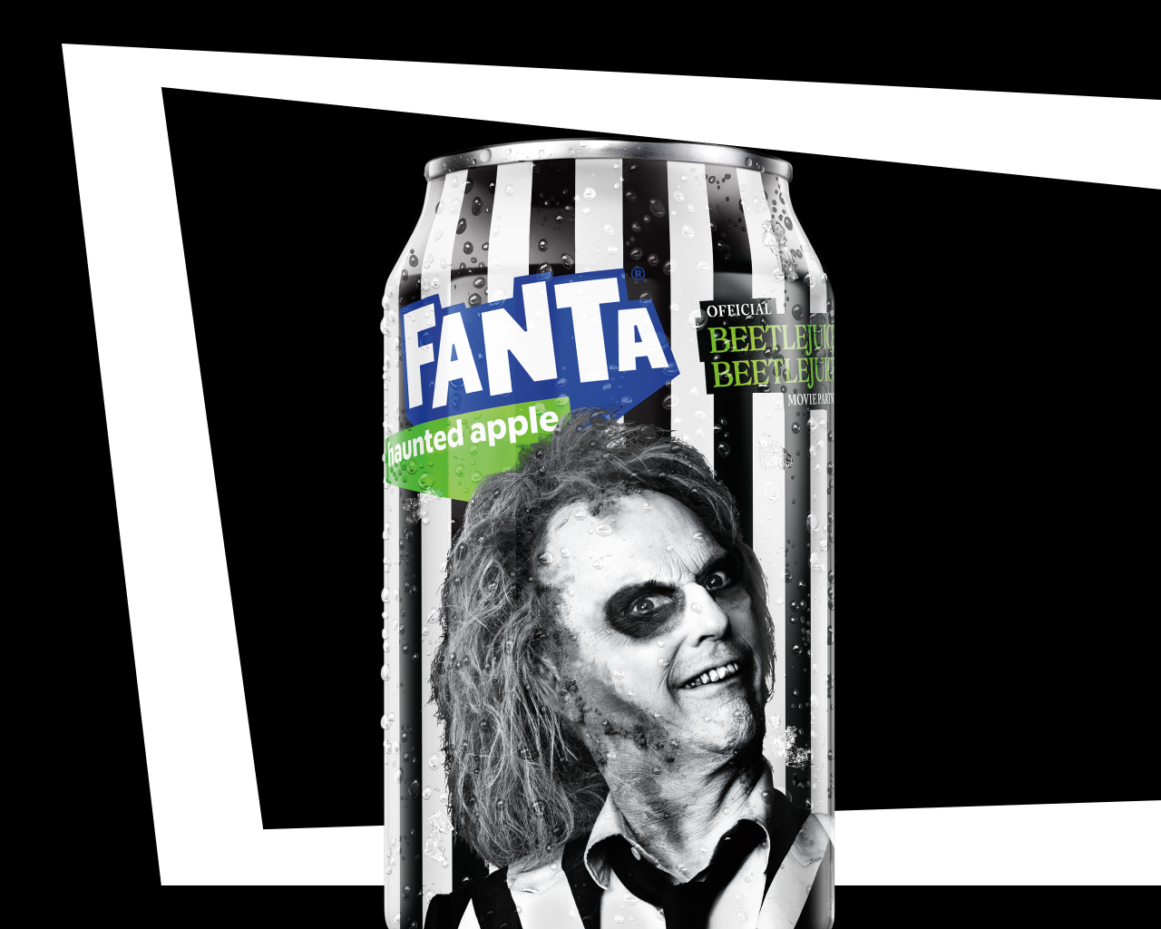 Fanta Haunted Apple flavor with beetlejuice character on the can