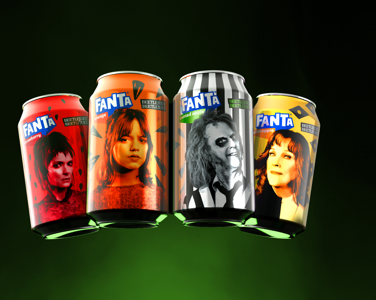 Limited time offer Fanta cans with bettlejuice characters on them