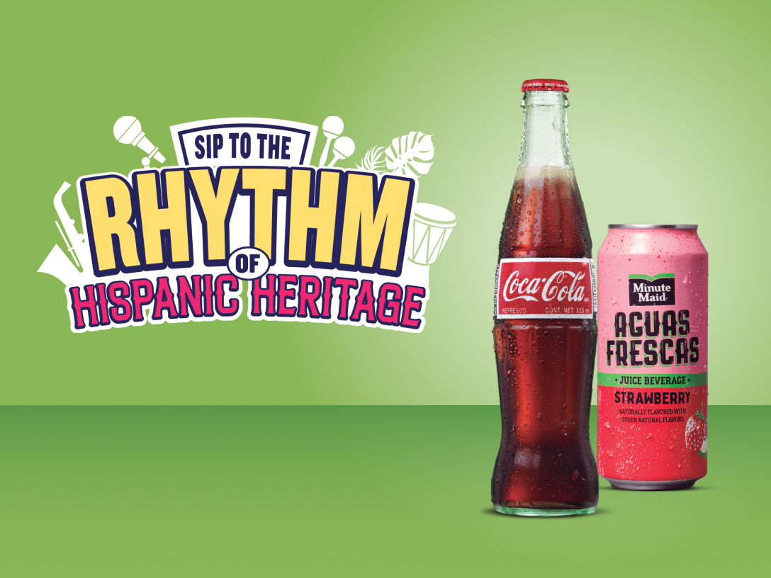 Sip to the rhythm of Hispanic Heritage. Coca-Cola in glass bottle and Minute Maid Aguas Frescas