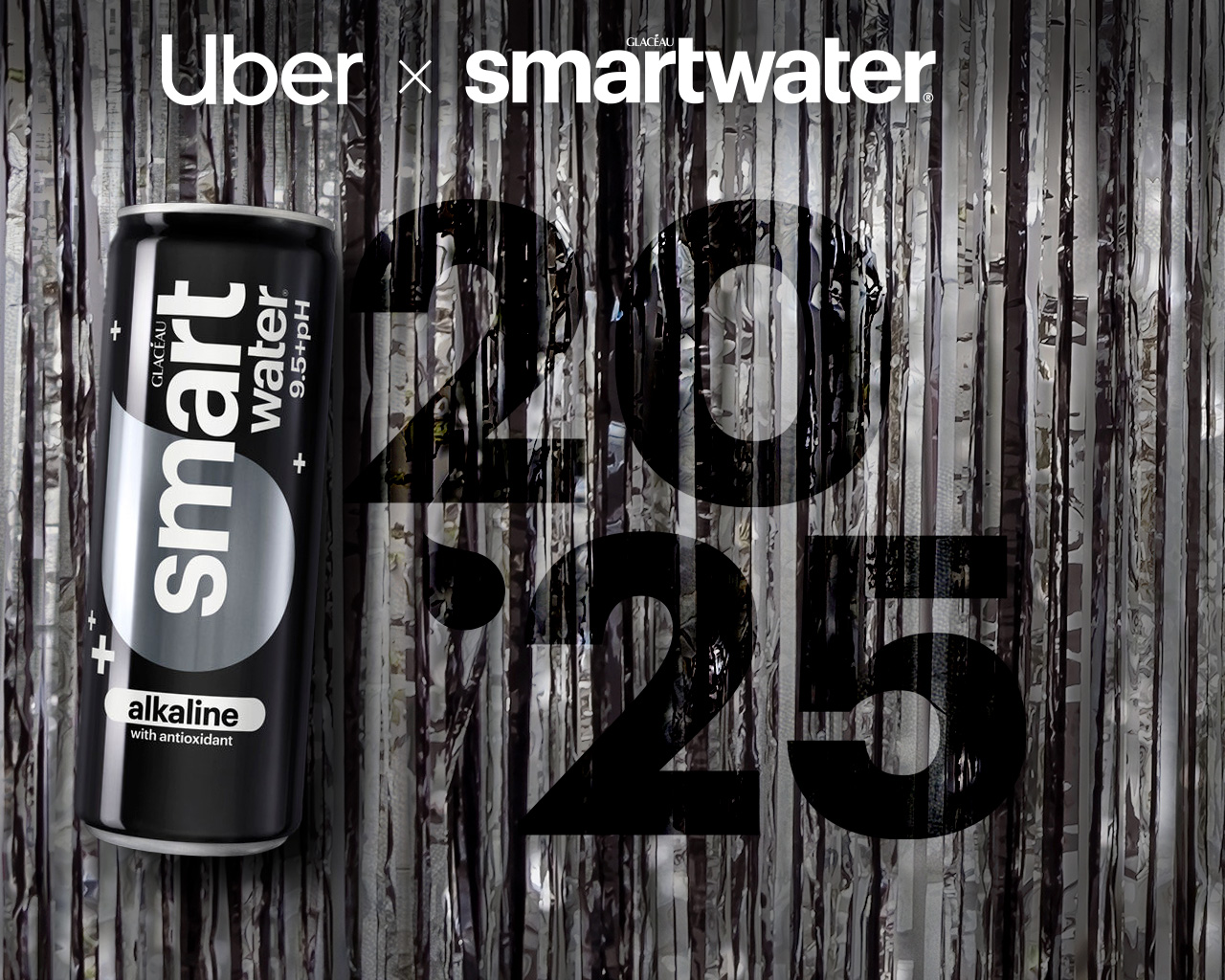 a can of smartwater alkaline next to text reading "Uber x smartwater 2025"