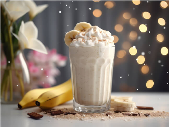 milkshake and two bananas