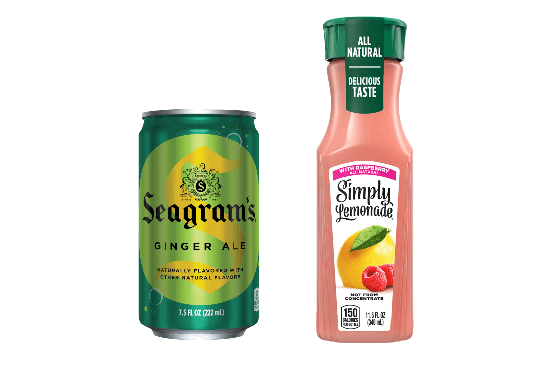 can of seagrams and bottle of simply lemonade raspberry